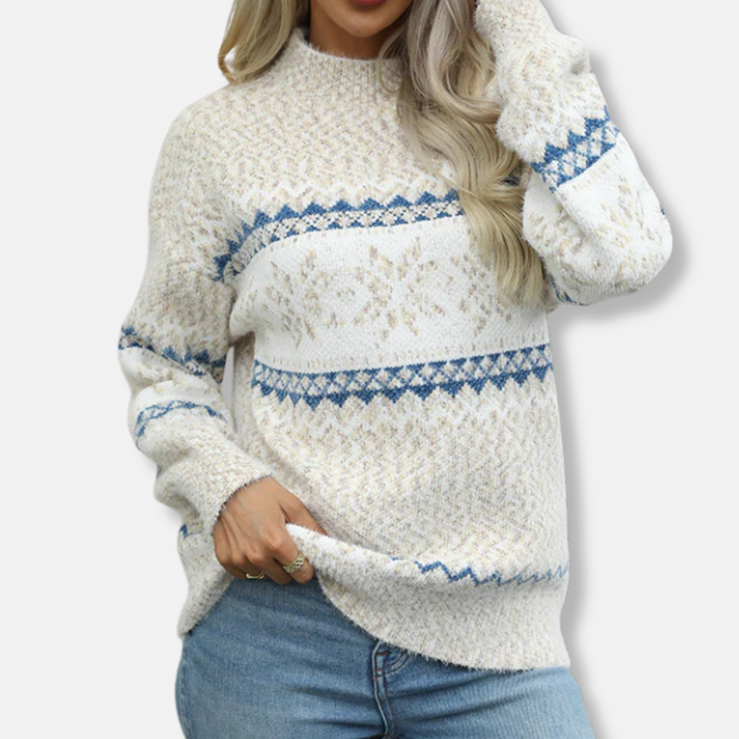 Fair Isle Pattern Oversized Knit Sweatshirt