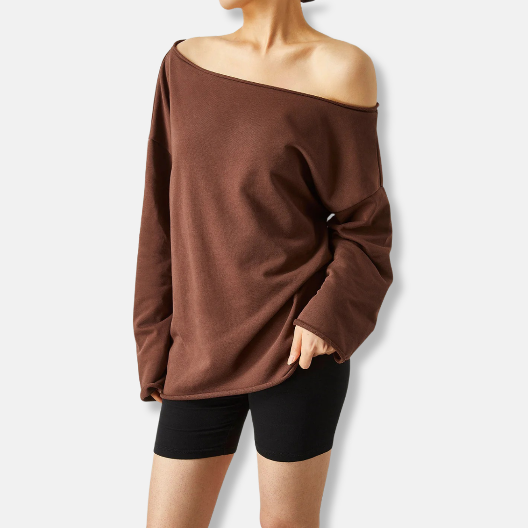 Soft Knit Off-Shoulder Relaxed Two-Piece Set