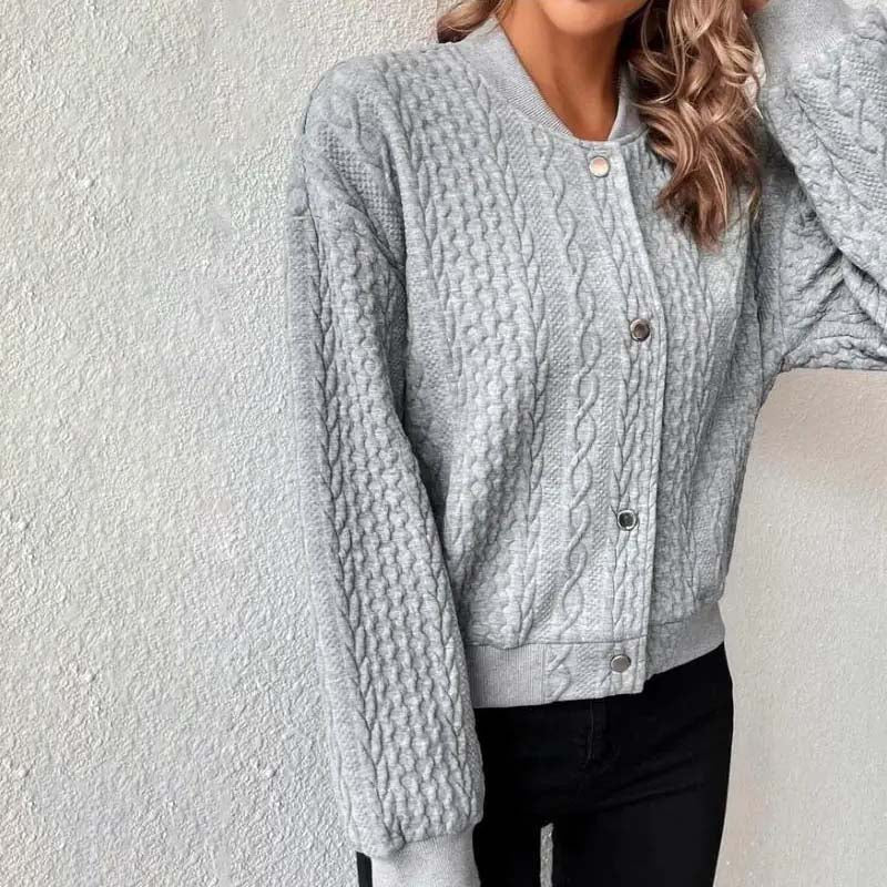 Women's solid color stand collar single breasted jacket