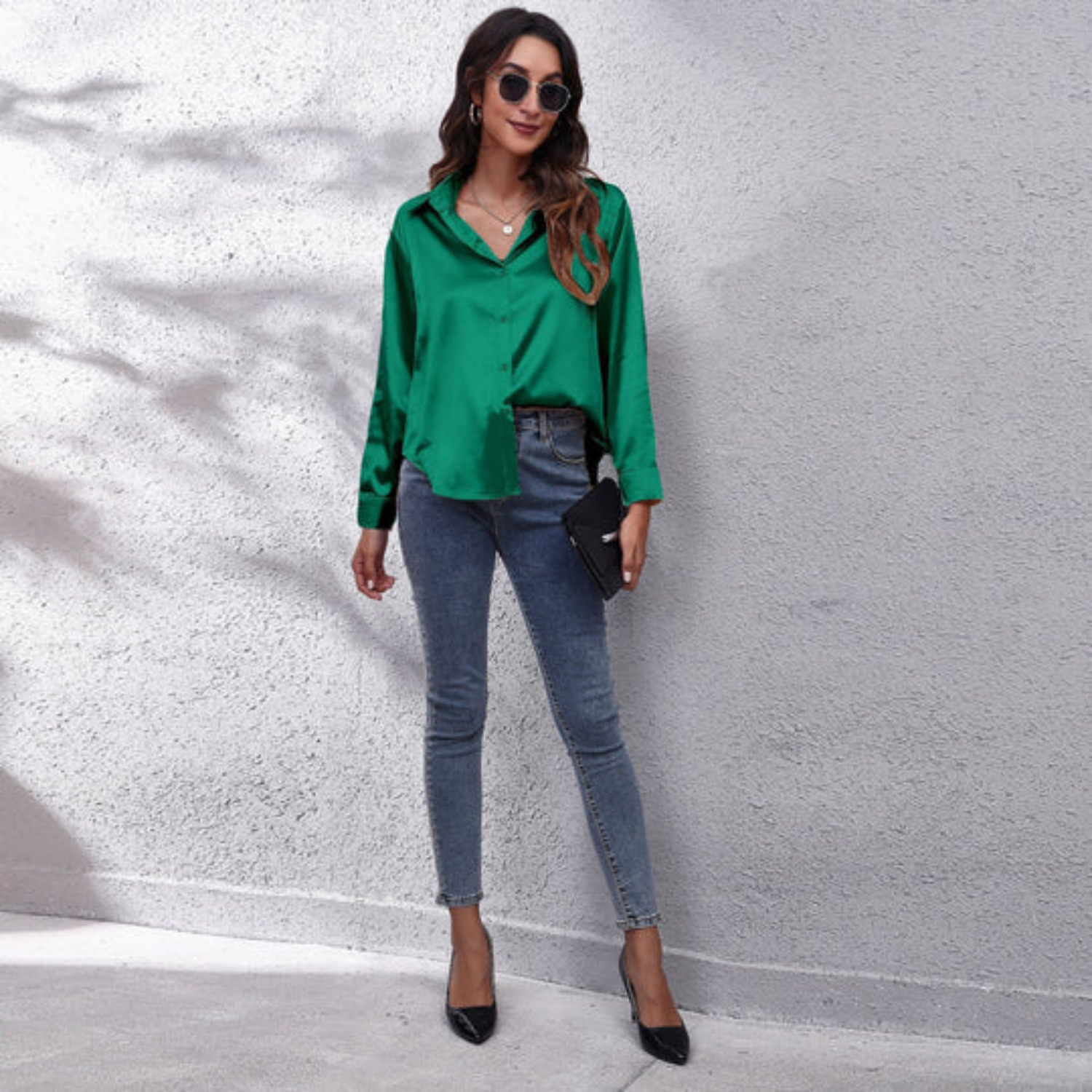 Elegant Draped Silk Button Down Shirt