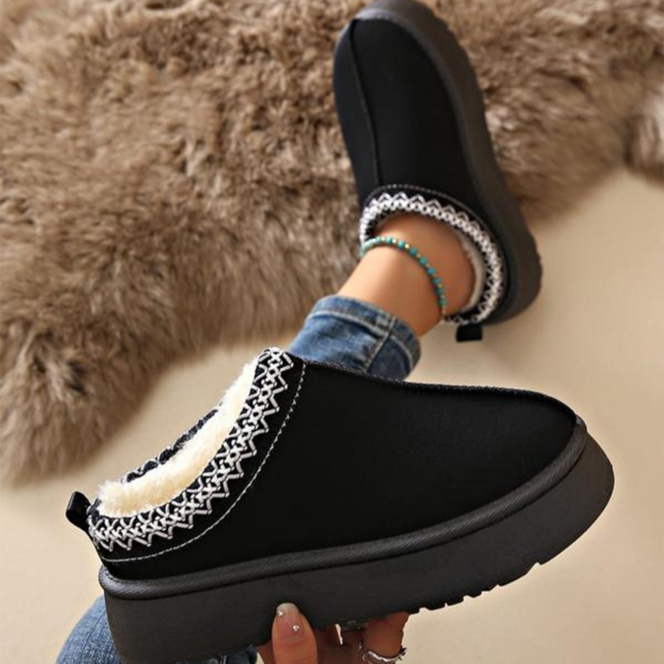 Women's thick-soled snow sheepskin boots
