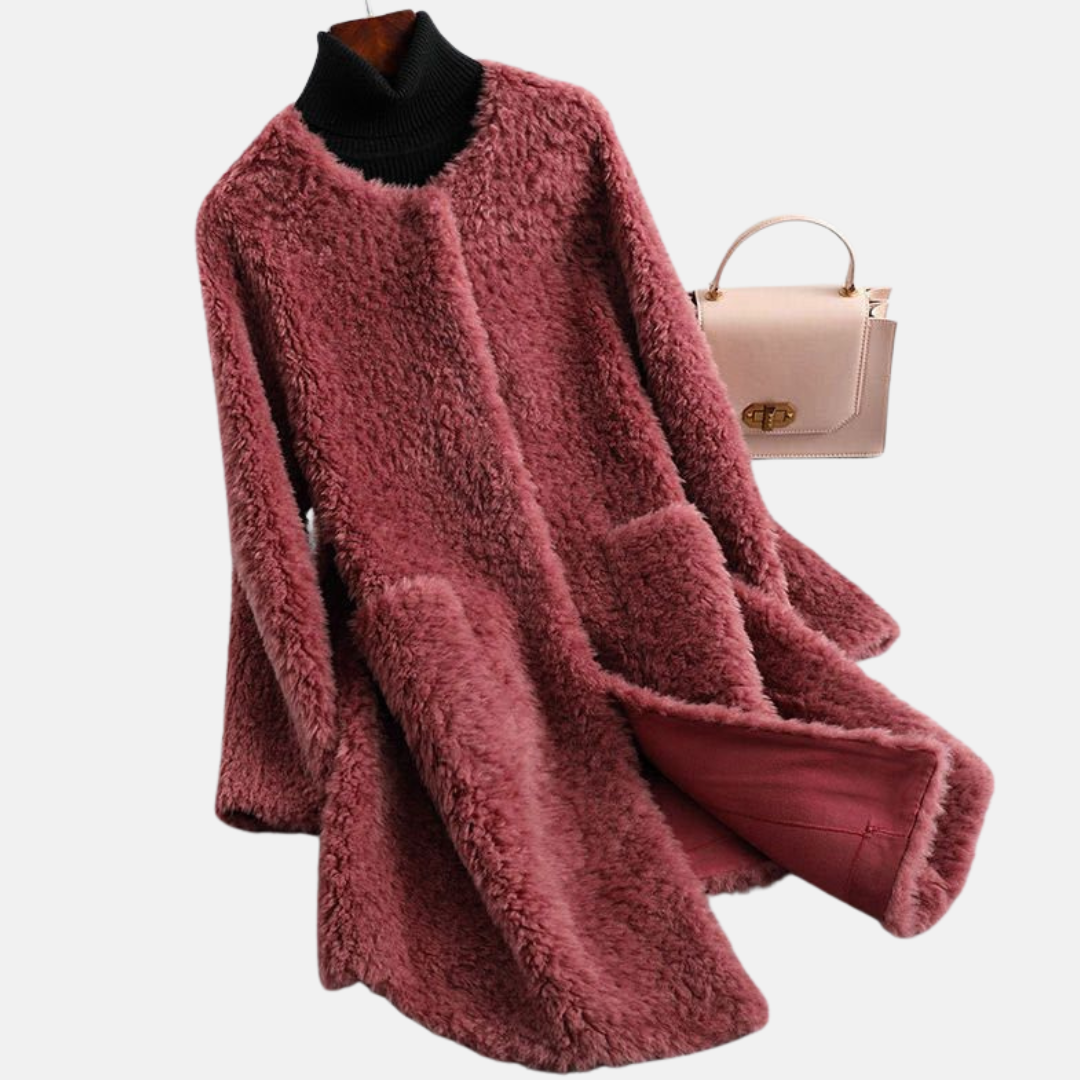 Women’s Coat - Faux Fur - Mid Length - Relaxed Fit - Open Front