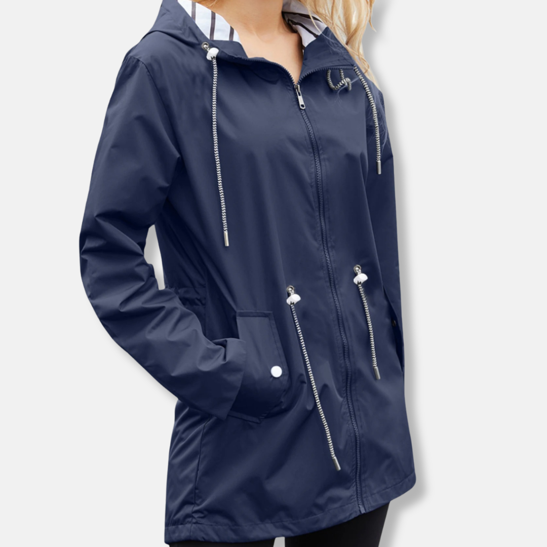 Grace Relaxed Fit Hooded Jacket | Zip Front Drawstring Waist Jacket