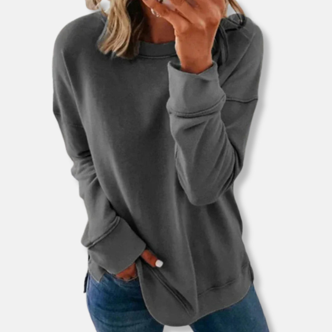 Women’s Sweatshirt – Relaxed Fit – Cotton Blend – Crew Neck Long Sleeve Casual Wear