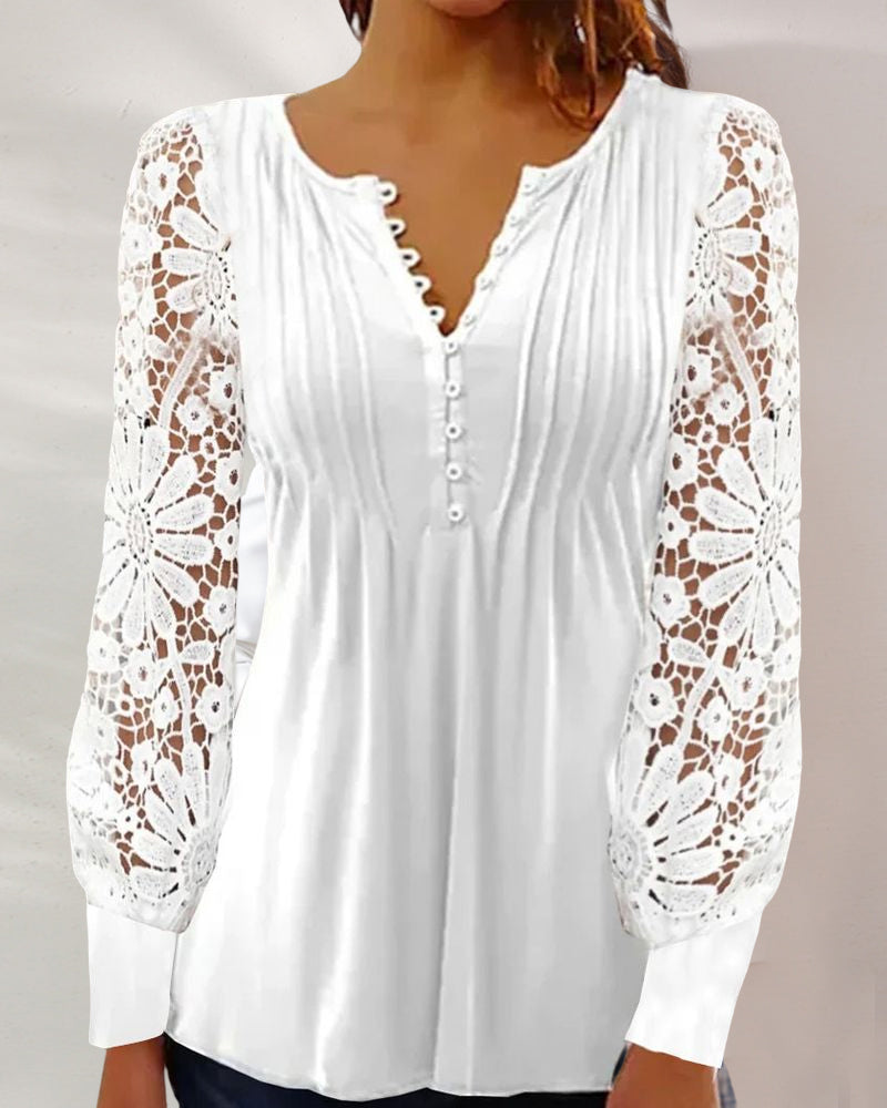 Women's lace top with long sleeves
