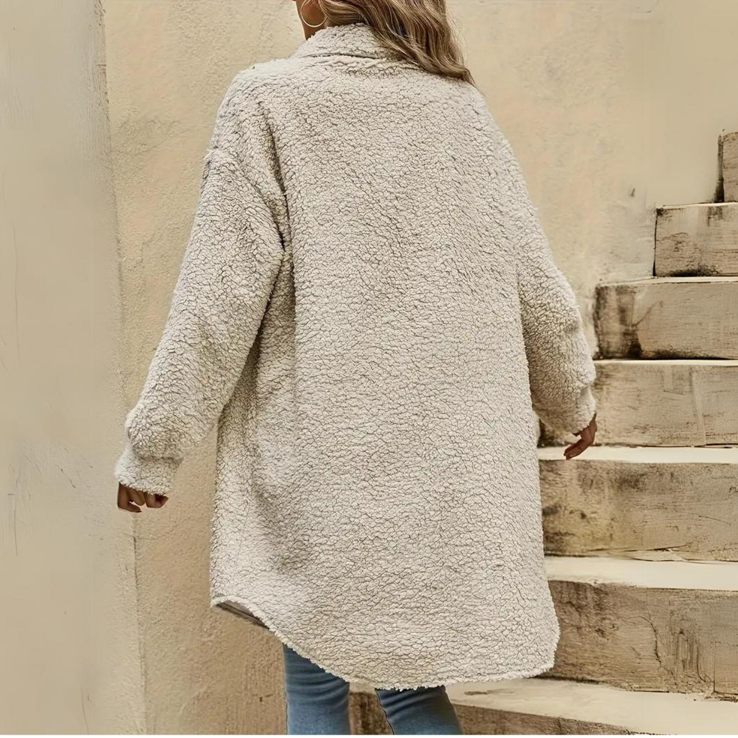 Women's textured long sleeve coat
