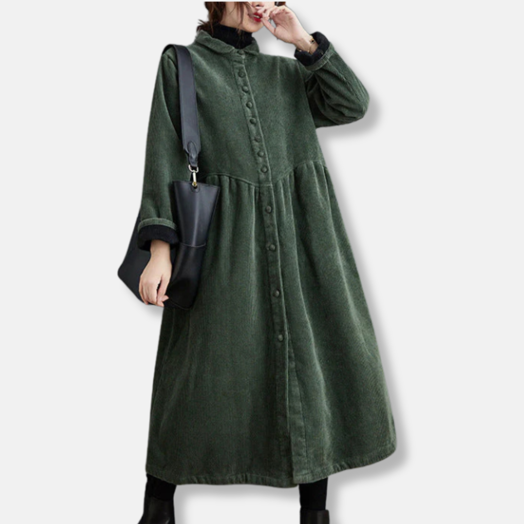Corduroy A-Line Loose Fit Long Coat