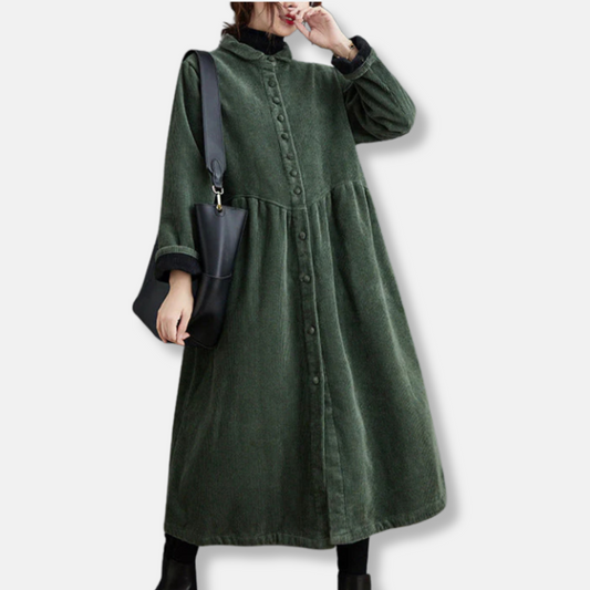 Corduroy A-Line Loose Fit Long Coat