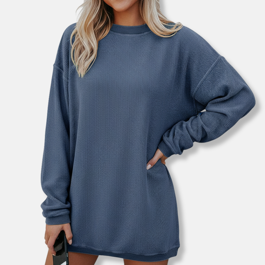 Women’s Sweatshirt – Relaxed Fit – Cotton Blend – Long Sleeve – Round Neck Casual