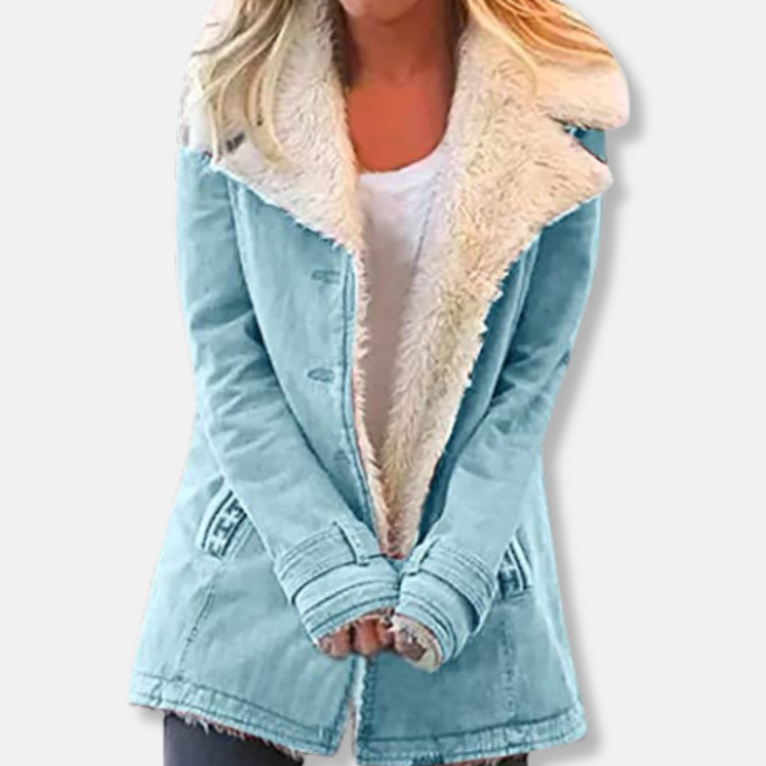 Rosie Suede Shearling Lined Jacket | Relaxed Fit Mid-Length Jacket