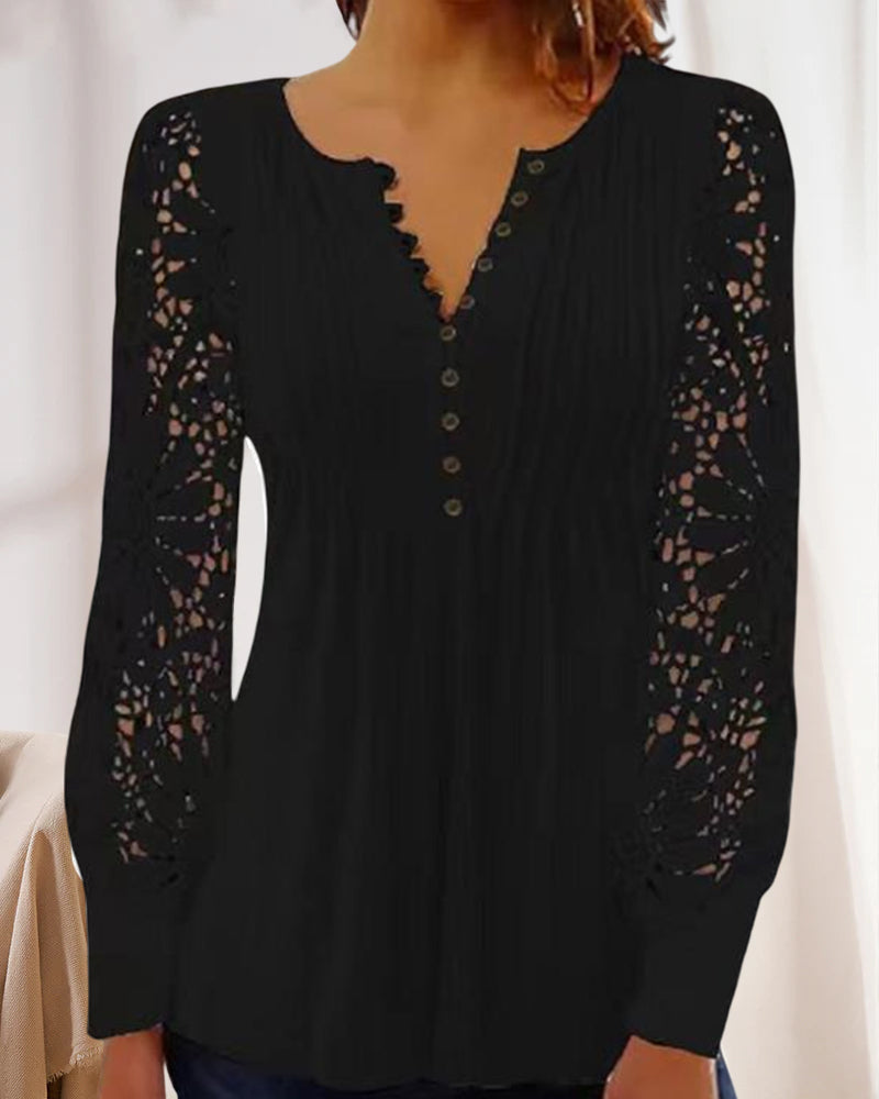 Women's lace top with long sleeves