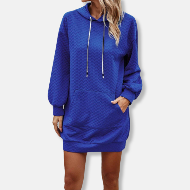 Women’s Mini Dress – Quilted Diamond Pattern – Oversized Fit – Hooded – Long Sleeve