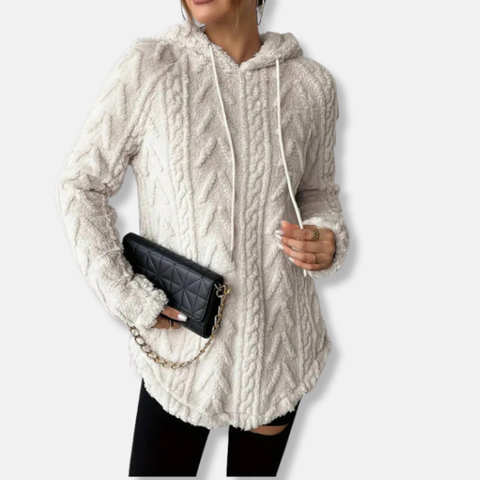 Knit Chevron Relaxed Fit Hooded Sweatshirt