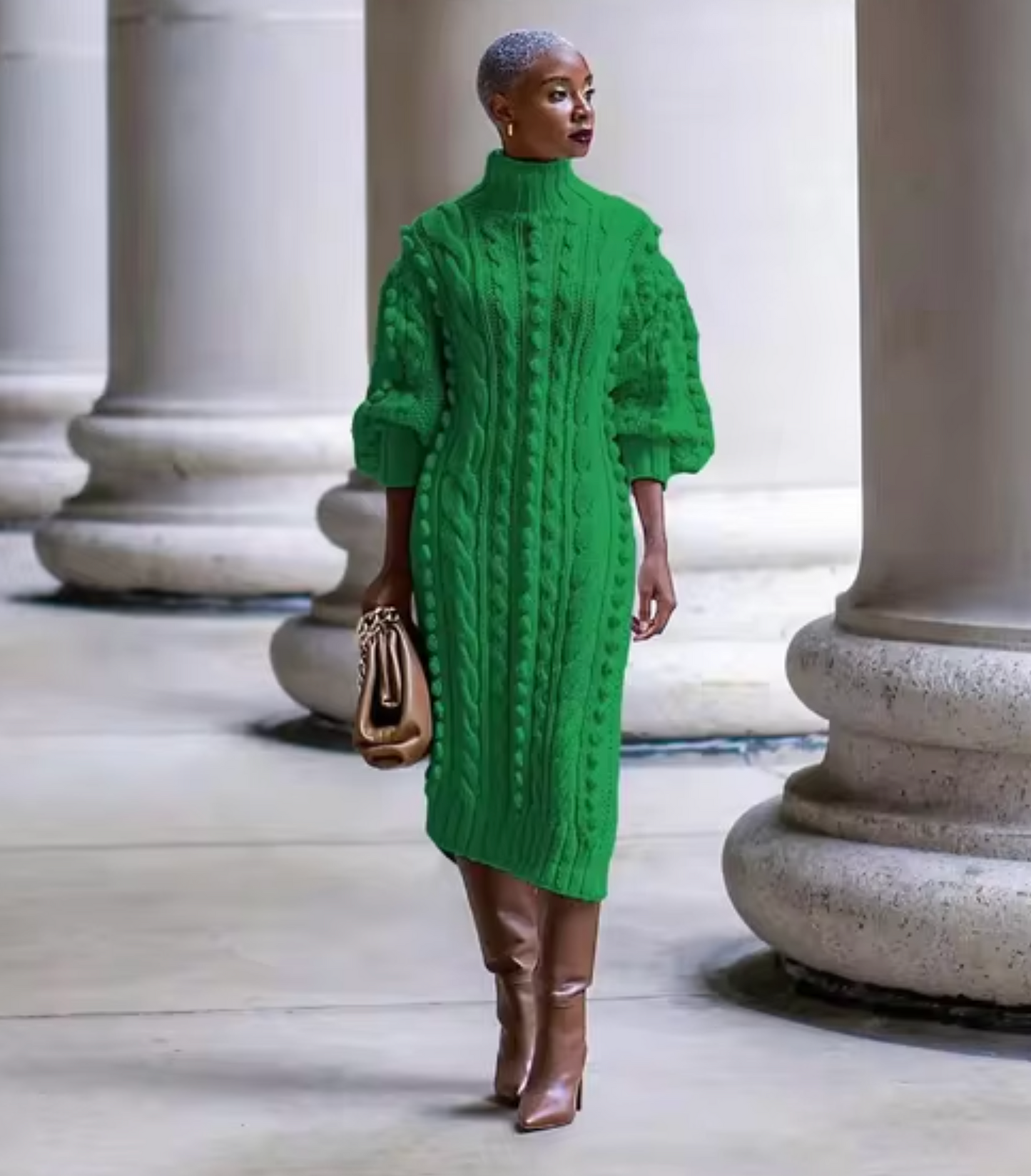 Women's Wool Knitted Turtleneck Dress