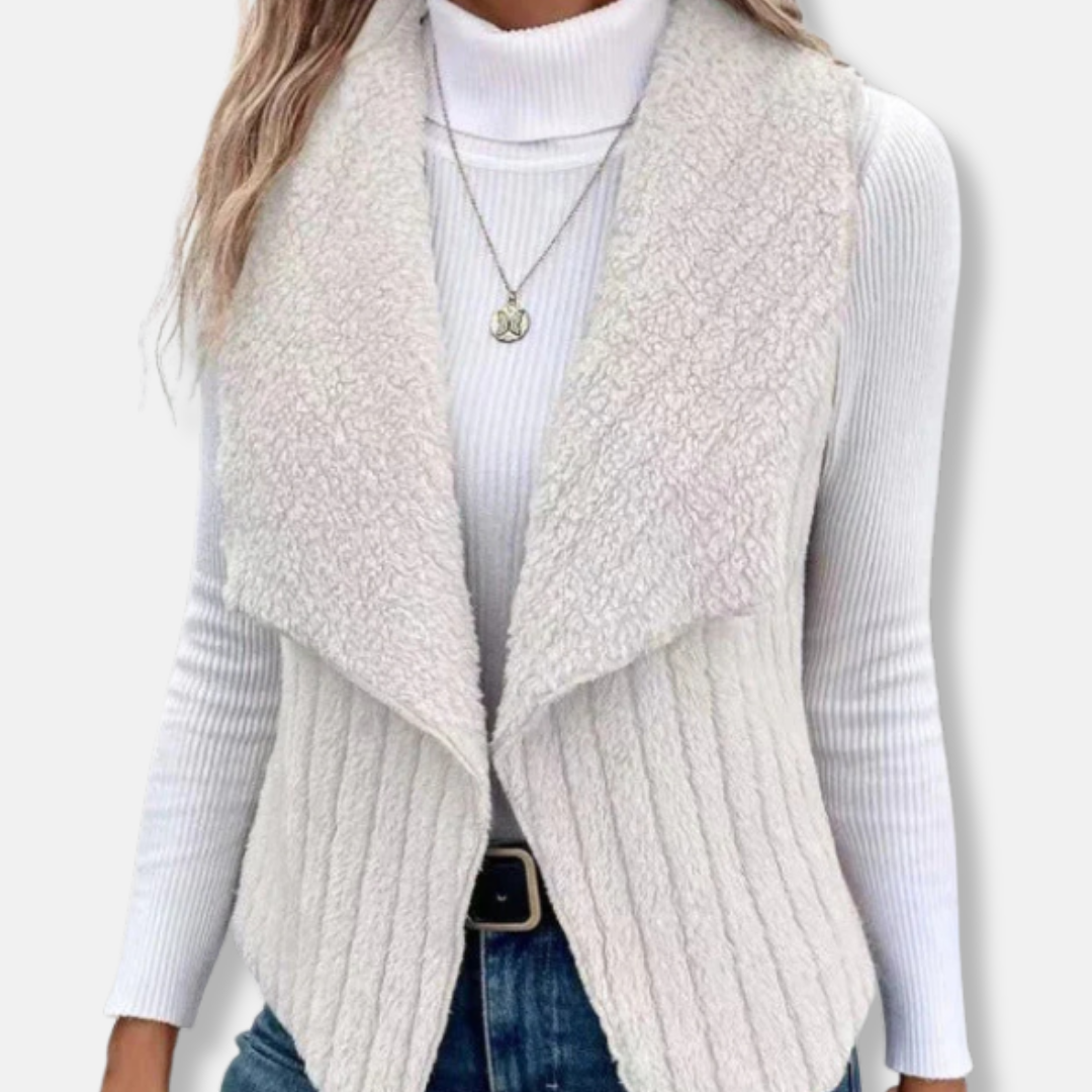Knit Relaxed Fit Shawl Collar Open Front Vest