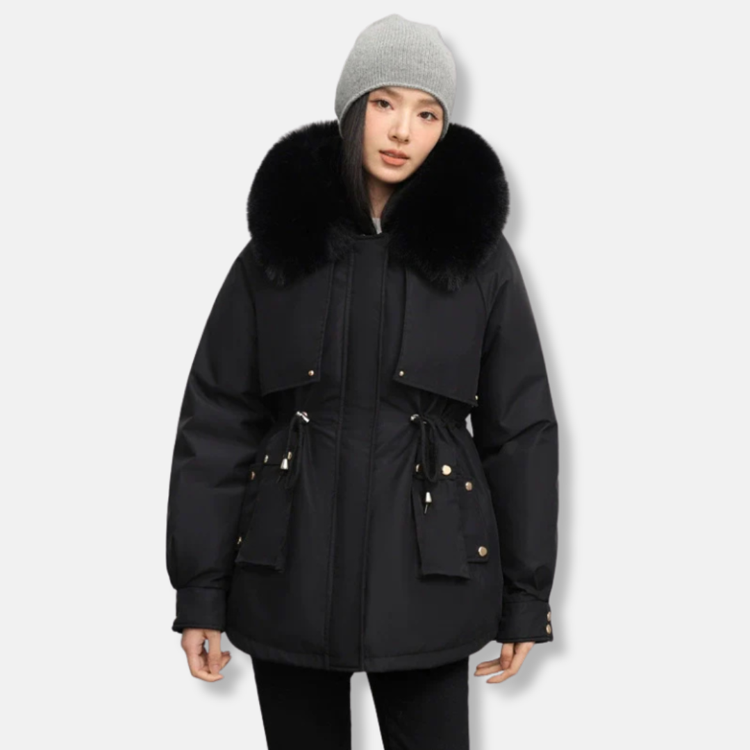 Water-Resistant Faux Fur Collar Parka Jacket