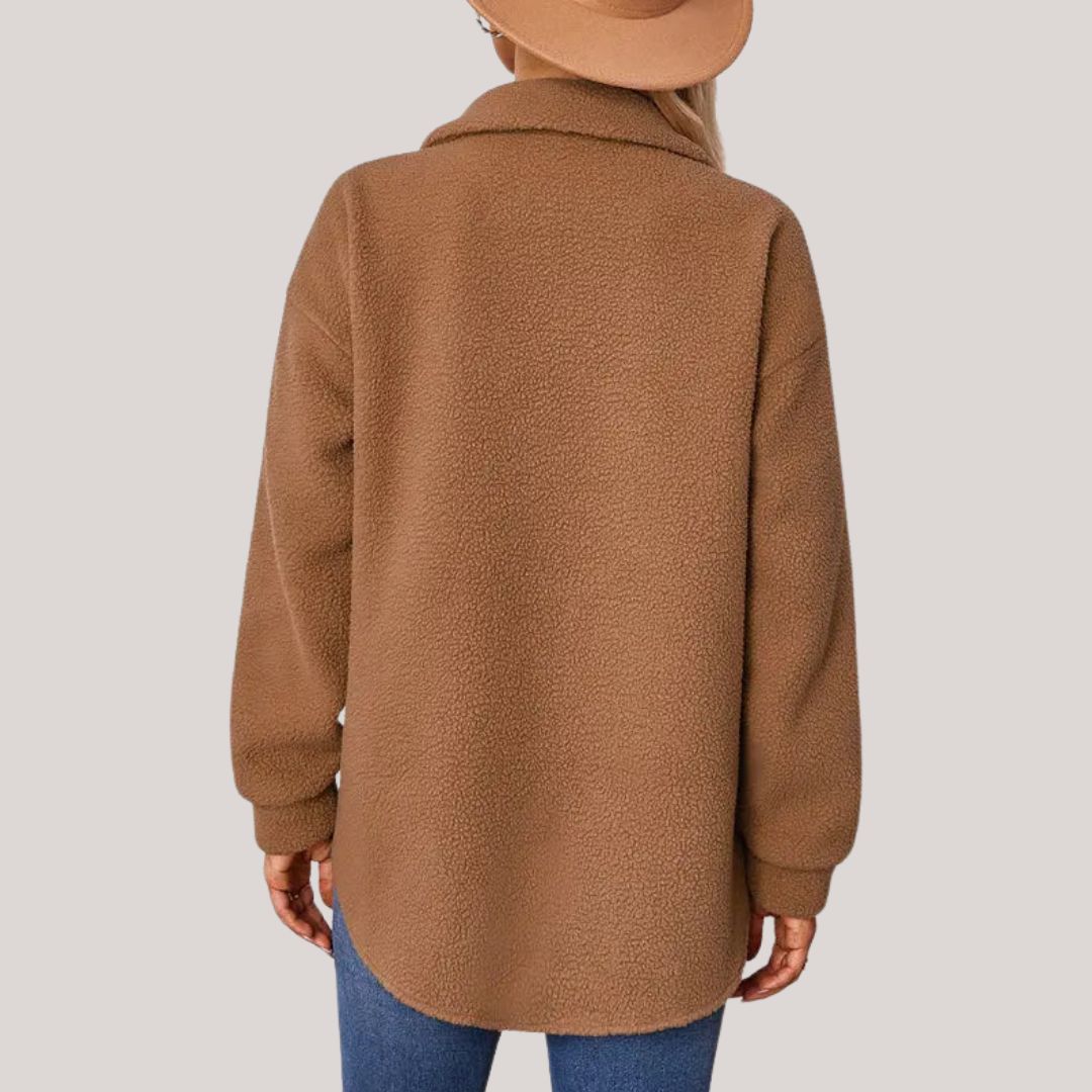 Women's autumn winter fashion lapel plush jacket
