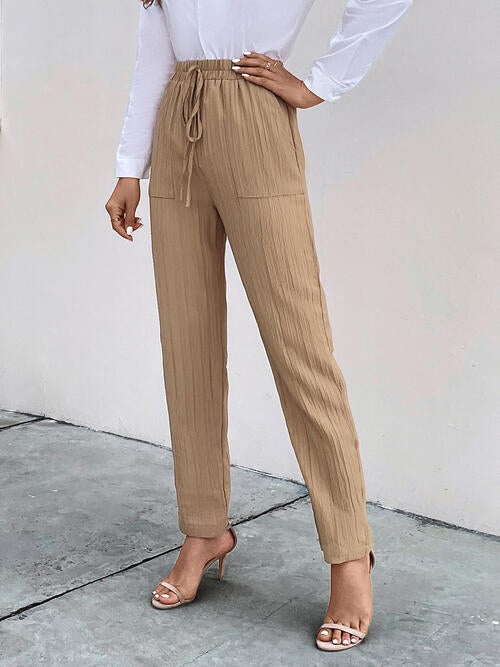 Kezia - textured drawstring pants with pockets
