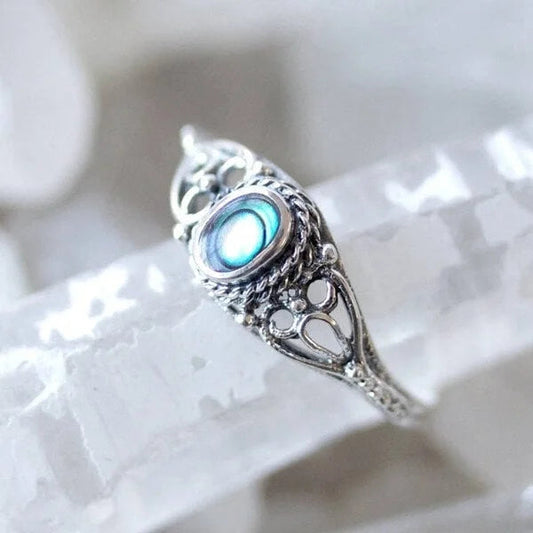 Filigree Design Rainbow Shell Ring