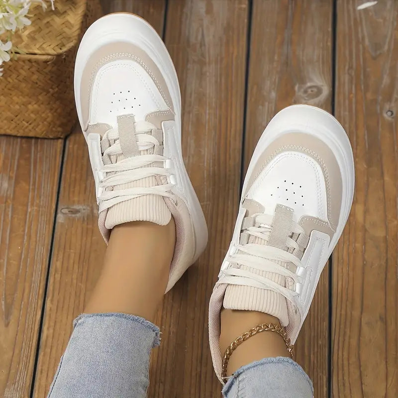 Women's Sneakers - Cushioned Knit Upper - Rubber Sole - Lace-Up Casual Shoes