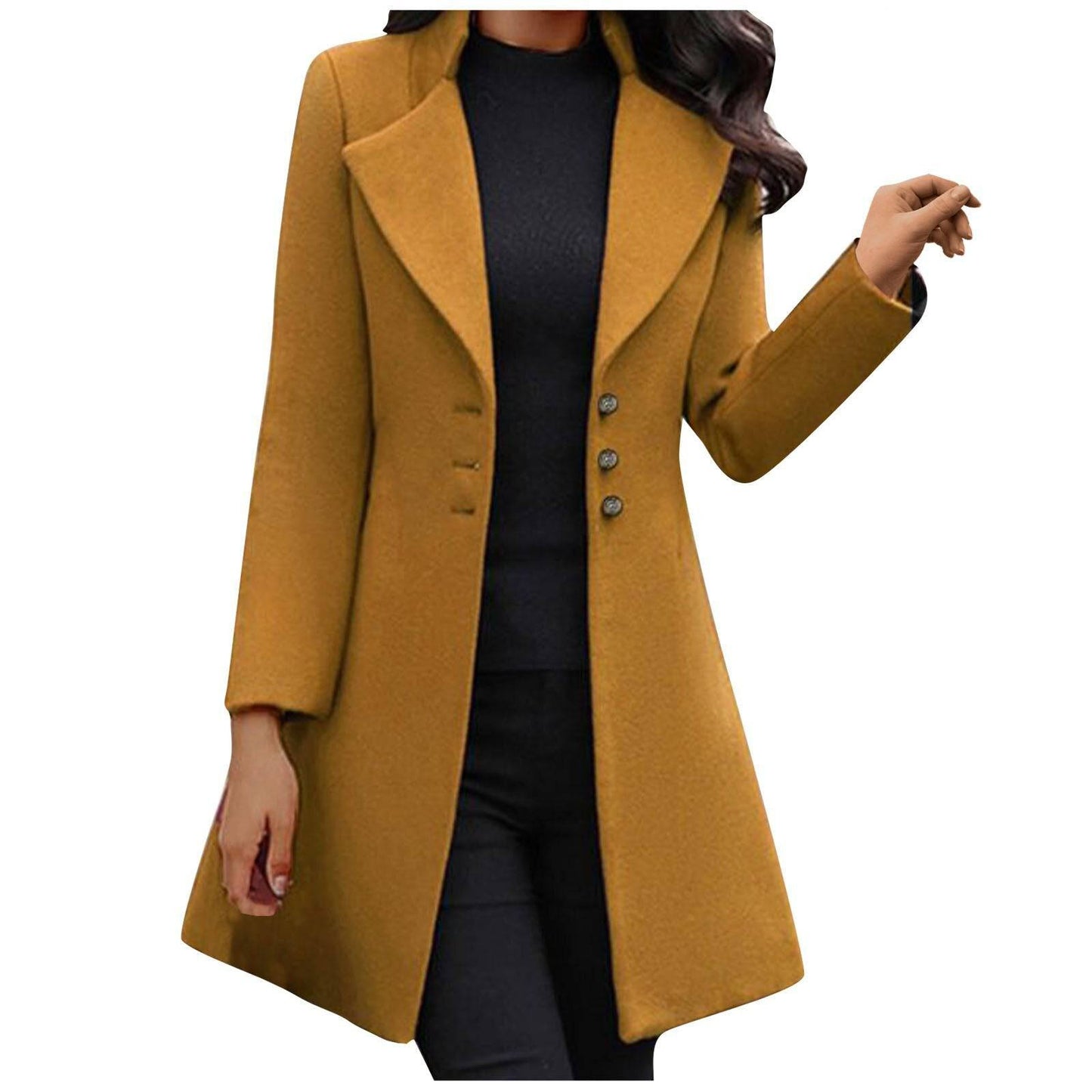 Women's Tailored Coat – Wool Blend – Double Breasted – Knee Length – Notched Lapel