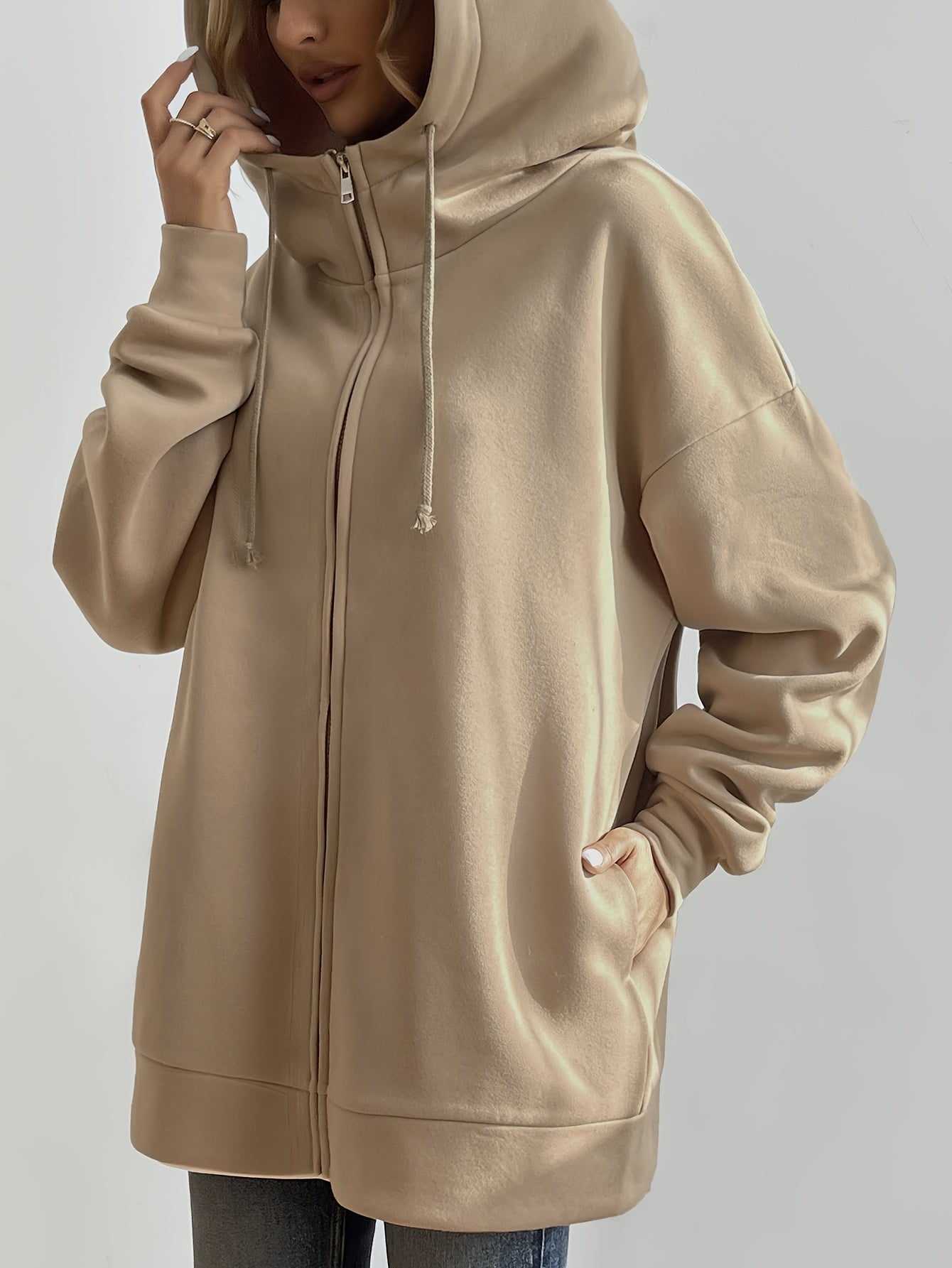 Women's casual sports parka hoodie with zip