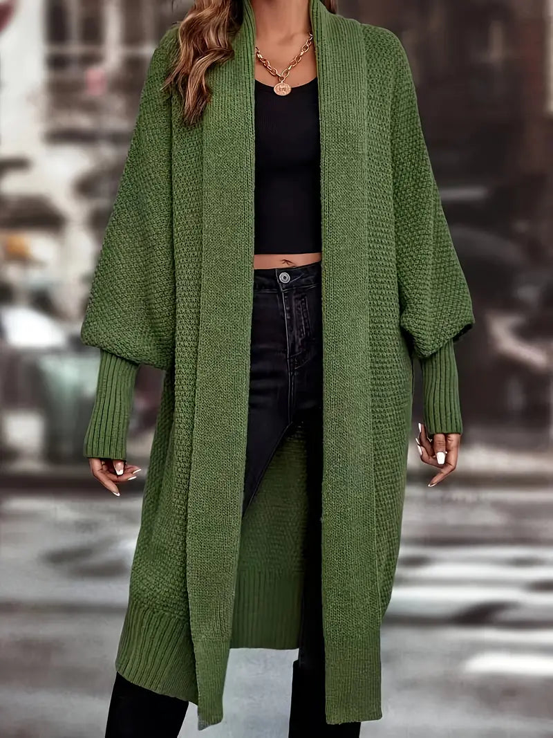 Women's long knitted cardigan