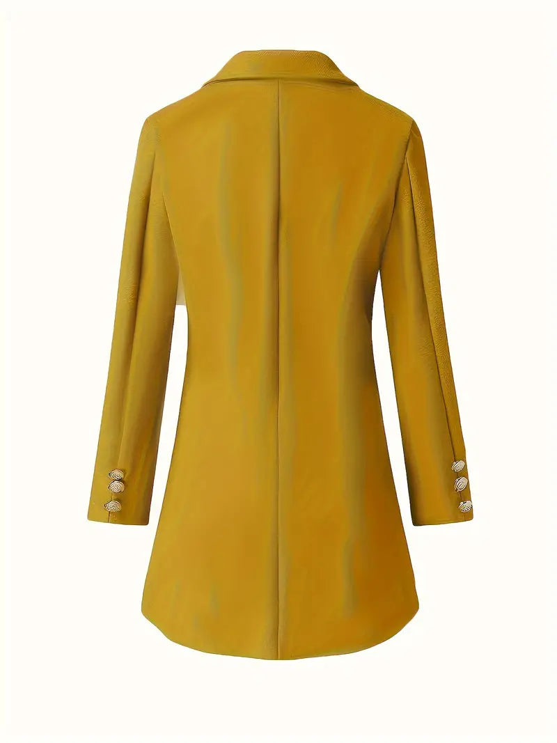 Women autumn/winter knee length lapel coat