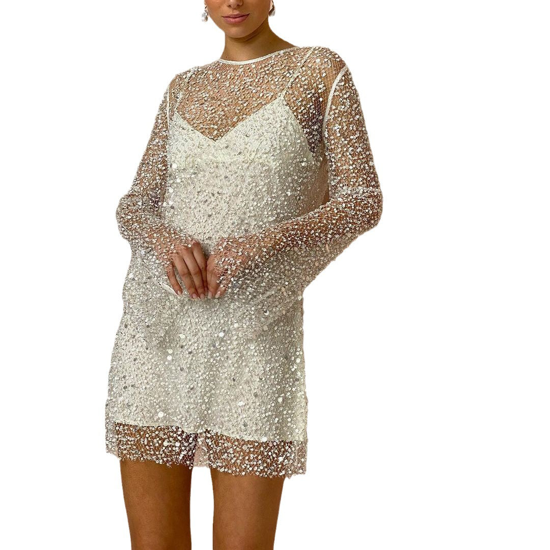 Women's two-piece suspender see-through dress with princess style