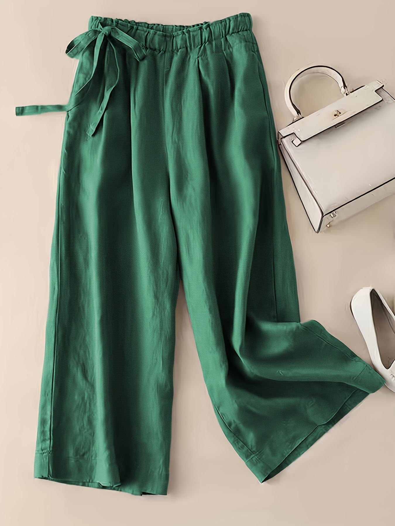 Women's high waist wide leg pants with side tie