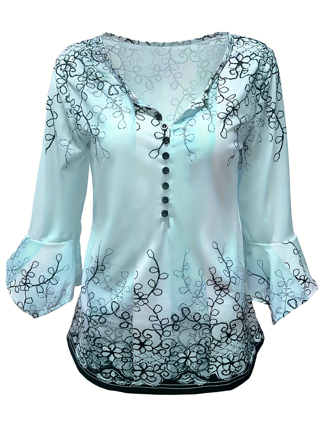 Embroidered Lace Detail Relaxed Fit Blouse