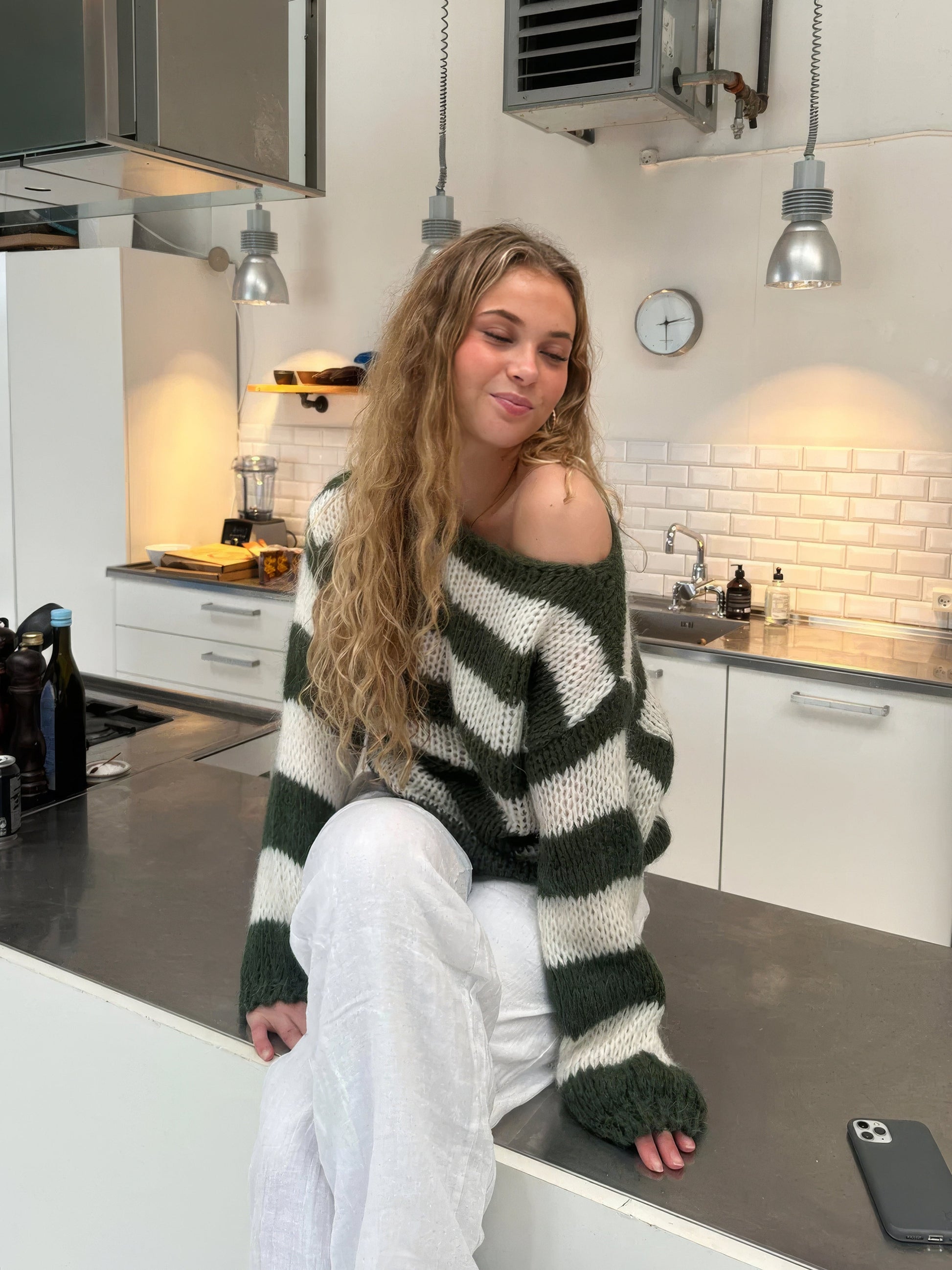 Knitted Wool Blend Crewneck Sweater