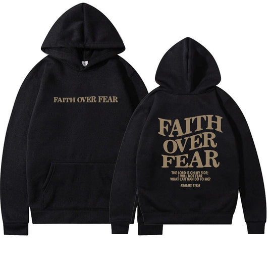Drop Shoulder "Faith Over Fear" Print Hoodie