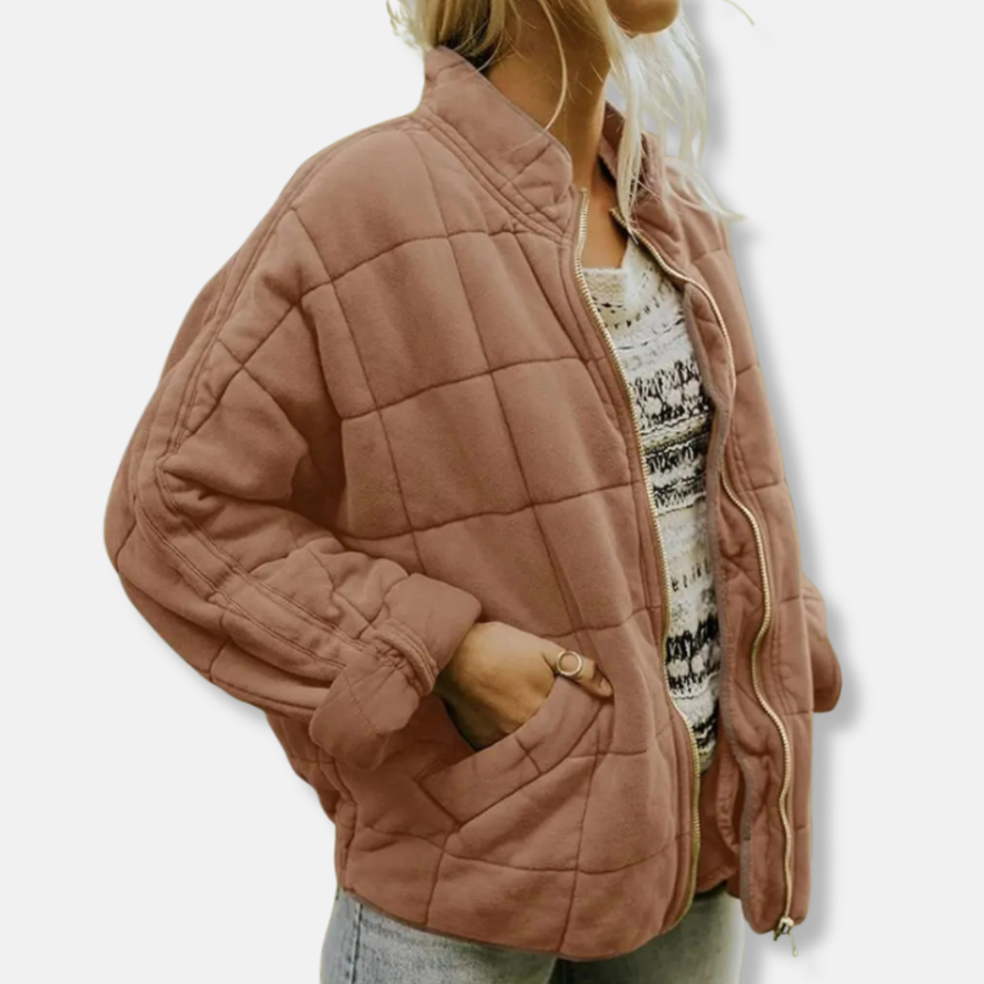 Rosie Cotton Quilted Jacket | Relaxed Fit Stand Collar Jacket