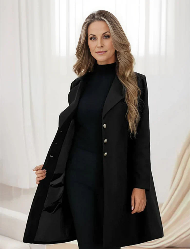 Winter long slim lapel coat for women