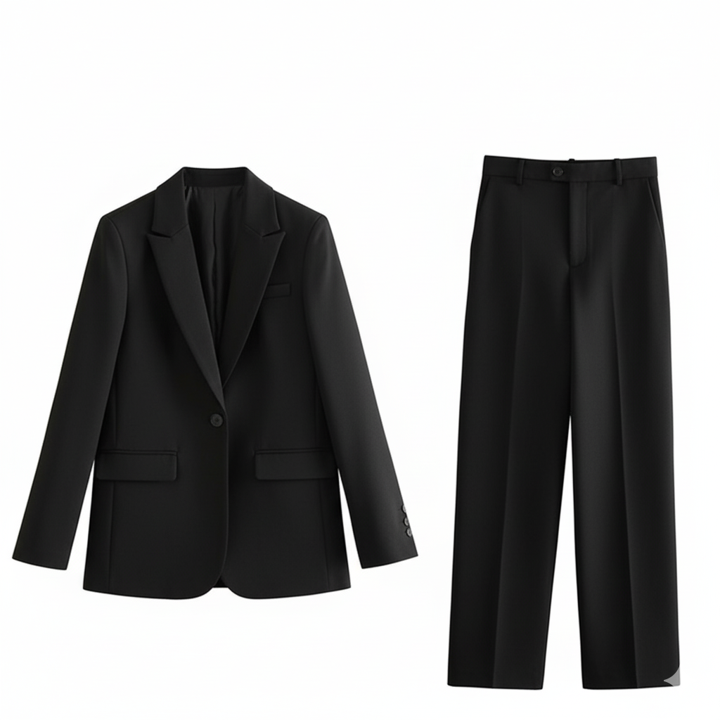 Women's elegant blazer and high waist trousers set
