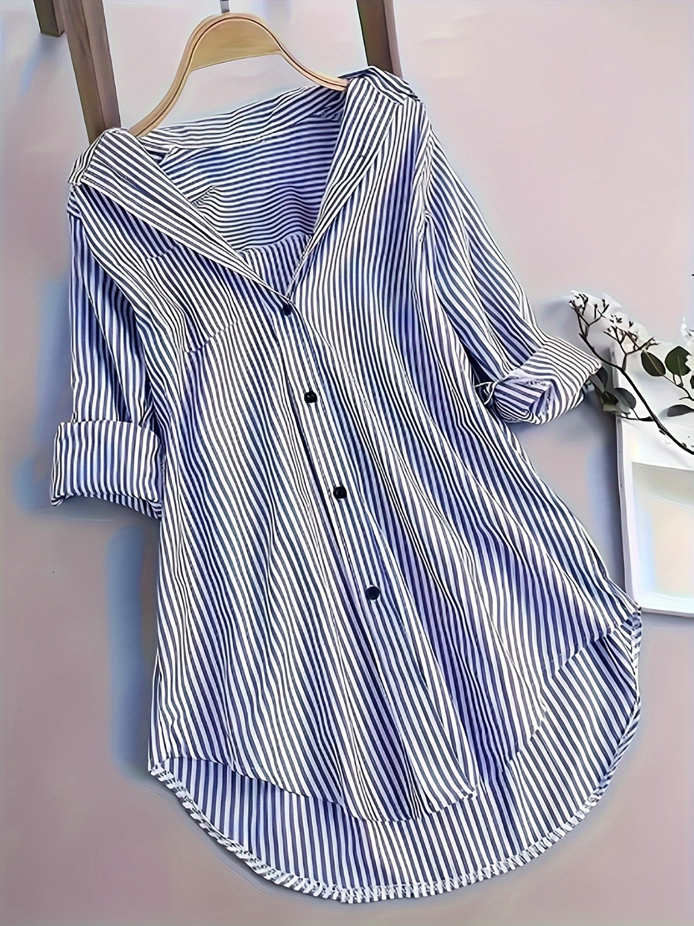 Striped Loose Fit Button-Up Shirt