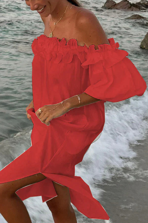 Lightweight Off-Shoulder Midi Dress