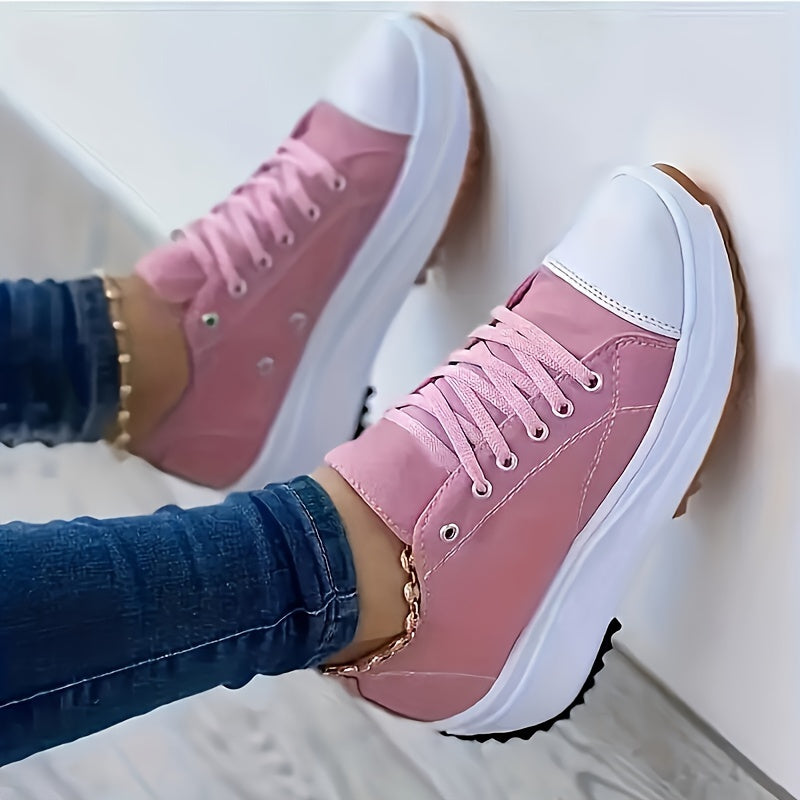 Women's High-Top Sneakers - Canvas Upper - Rubber Toe Cap - Chunky Sole Casual Wear