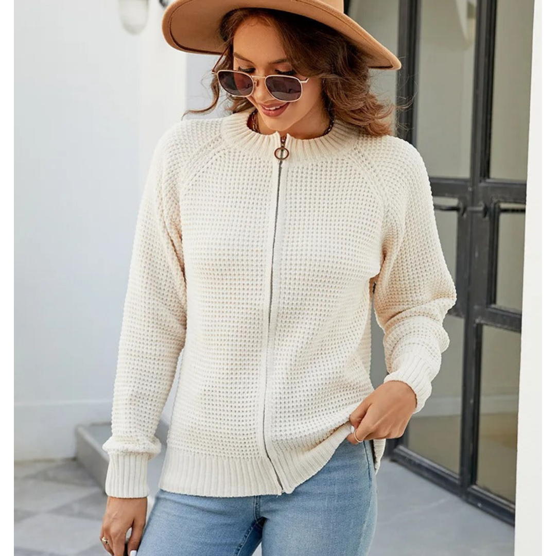 Women's comfortable cardigan with zipper
