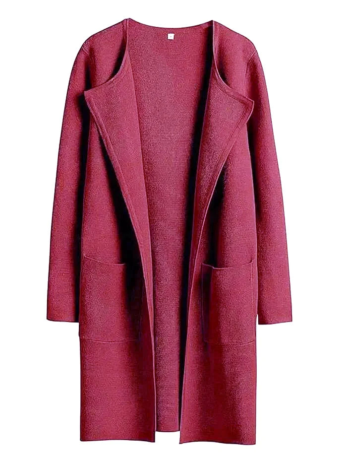 Women's versatile casual lapel midi coat