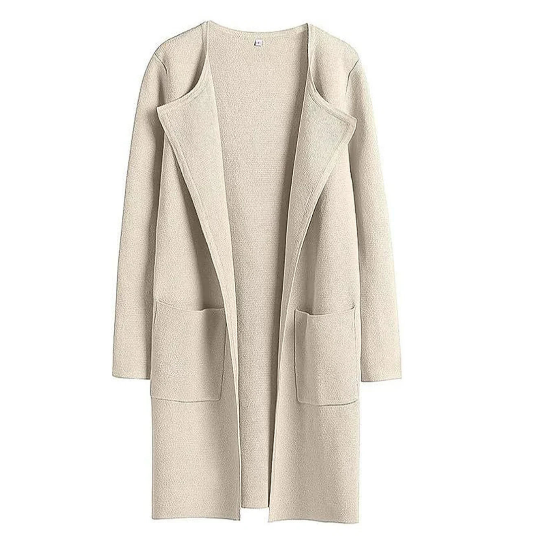 Ladies elegant long cardigan with front pockets