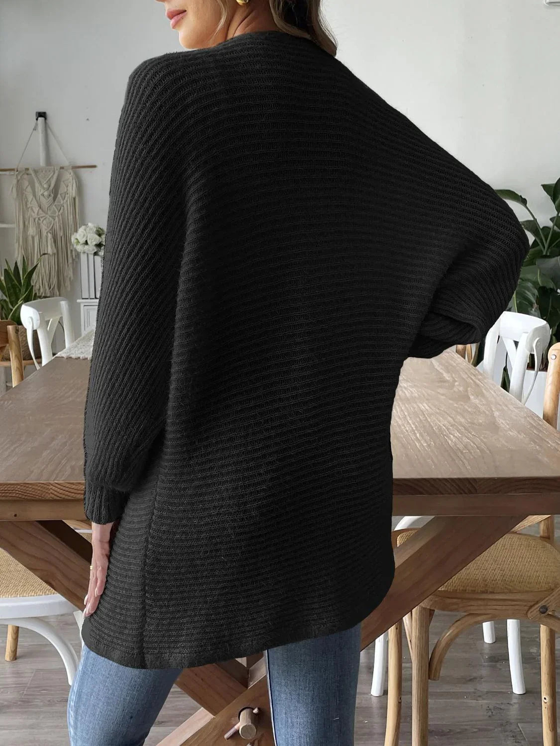 Women's long cardigan with open front