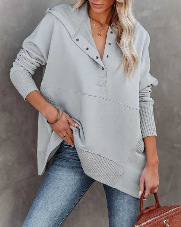 Women's v-neck hooded bat-sleeve sweatshirt
