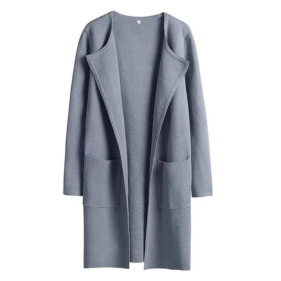 Ladies elegant long cardigan with front pockets