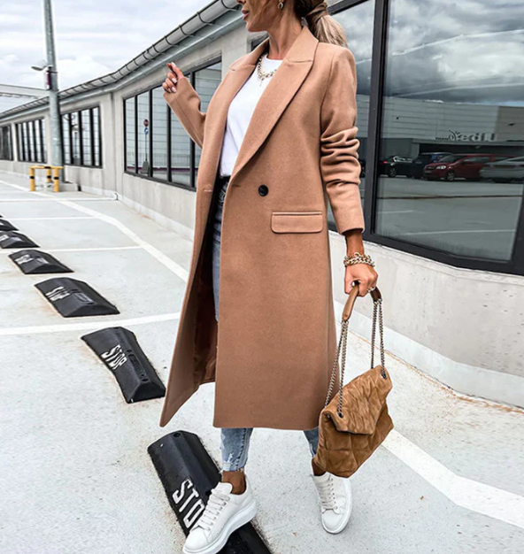Marina - single-breasted long trench coat