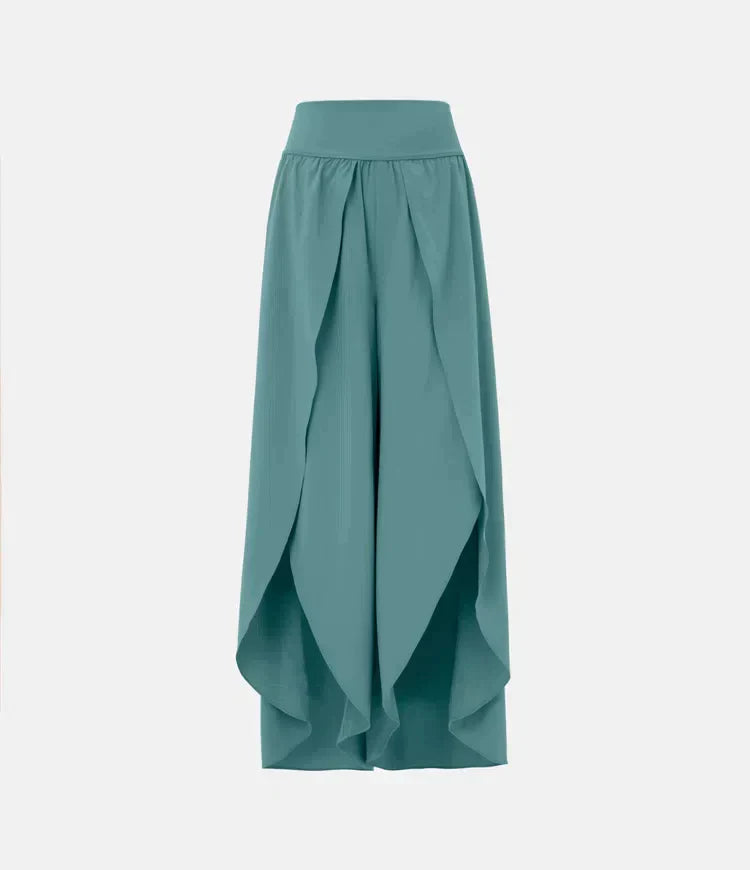 Women's high waist asymmetrical hem trousers
