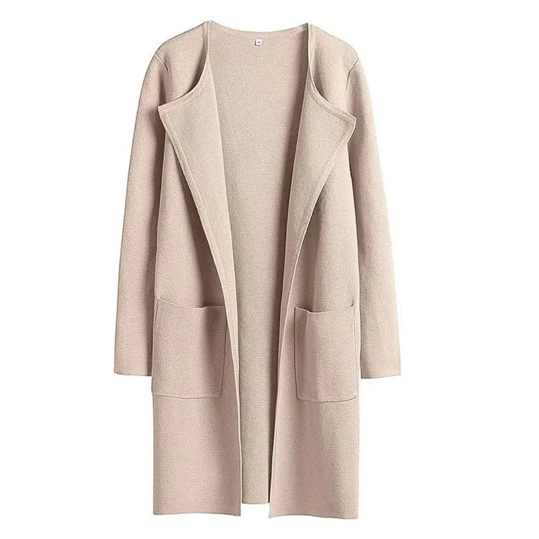 Ladies elegant long cardigan with front pockets