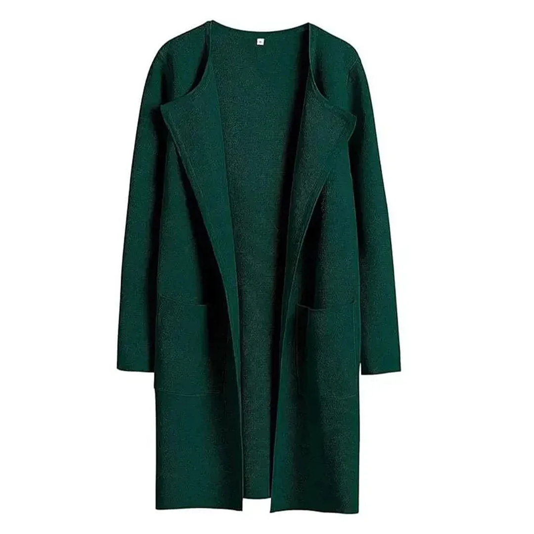 Ladies elegant long cardigan with front pockets
