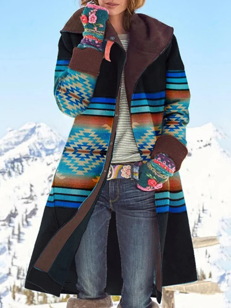 Women's colorful bohemian long coat